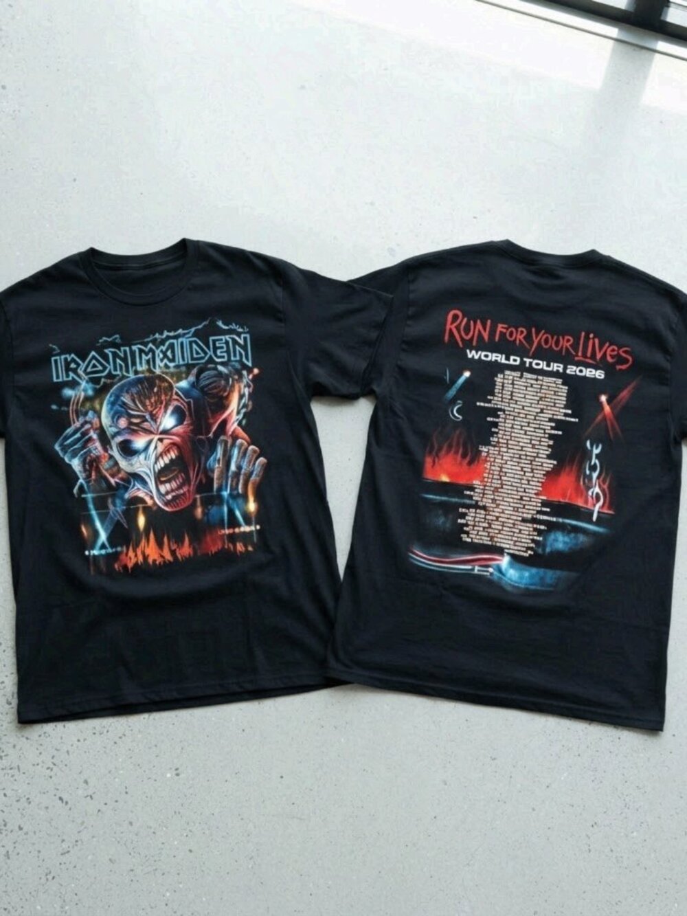 Iron Maiden Run For Your Lives Electric Eddie Black Graphic T-Shirt Unisex